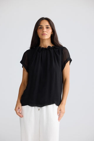 Brave&true Carina Blouse - Black | Pink Poppies