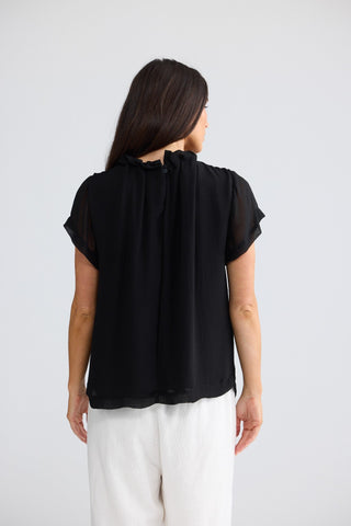 Brave&true Carina Blouse - Black | Pink Poppies