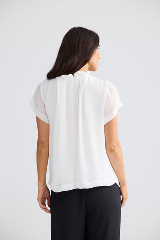 Brave&true Carina Blouse - White | Pink Poppies