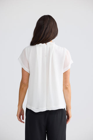 Brave&true Carina Blouse - White | Pink Poppies