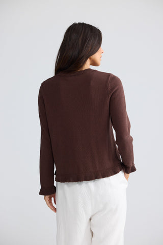 Brave&true Lorrie Frill Cardi - Chocolate | Pink Poppies