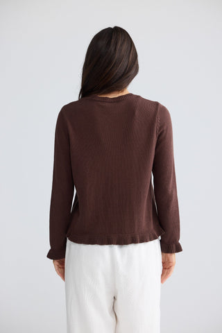 Brave&true Lorrie Frill Cardi - Chocolate | Pink Poppies