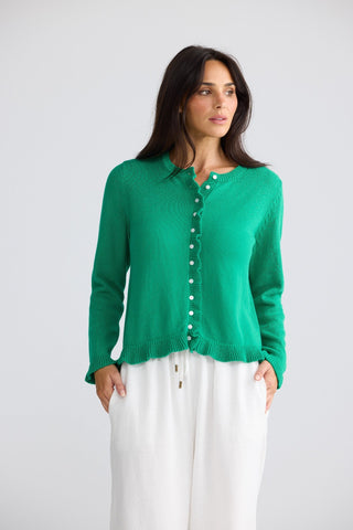 Brave&true Lorrie Frill Cardi - Jade | Pink Poppies