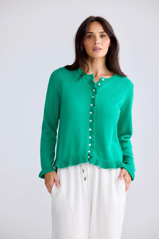 Brave&true Lorrie Frill Cardi - Jade