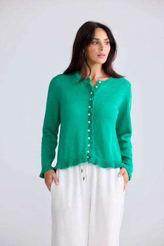 Brave&true Lorrie Frill Cardi - Jade