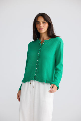 Brave&true Lorrie Frill Cardi - Jade | Pink Poppies
