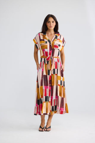 Brave&true Portia Dress - Painterly Geo | Pink Poppies
