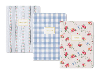 Cath Kidston Notebook Medium Set - Blue Floral Check