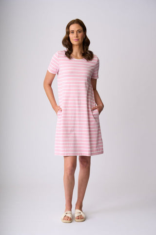 Charlie Jane Alexandra Dress - Rose White Stripe [sz:xs]
