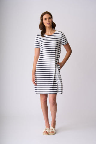 Charlie Jane Alexandra Dress - White Navy Stripe [sz:small]