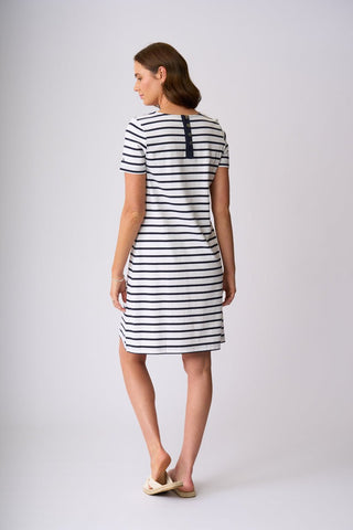 Charlie Jane Alexandra Dress - White Navy Stripe [sz:small]