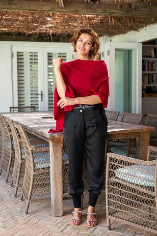 Classic Topper Cashmere Red Velvet | Pink Poppies