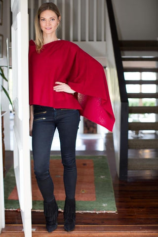 Classic Topper Cashmere Red Velvet | Pink Poppies