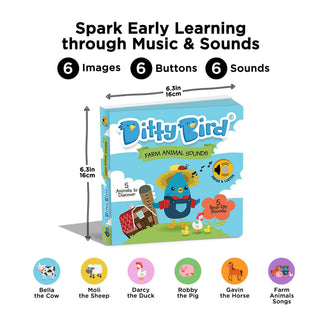 Ditty Bird Farm Animals Sounds Board Book | Pink Poppies