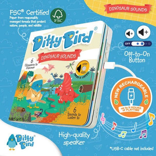 Ditty Bird Sound Book Usb-c - Dinosaur Sounds 