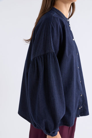 Elk Albez Shirt - Blue Denim | Pink Poppies