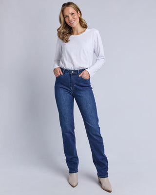 Elm Ada Full Length Jean - Dark Blue Wash | Pink Poppies