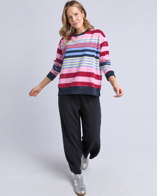 Elm Alva Stripe Crew - Multicolour Stripe | Pink Poppies