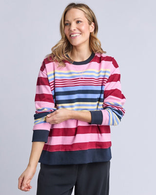 Elm Alva Stripe Crew - Multicolour Stripe | Pink Poppies