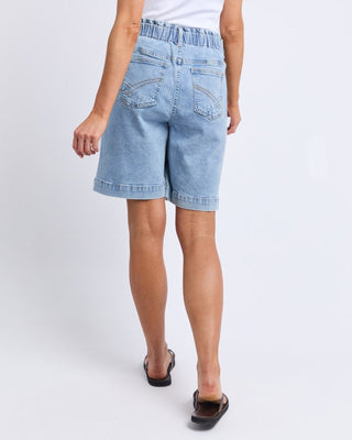Elm Atlas Long Denim Short - Mid Blue Wash [sz:size 12]