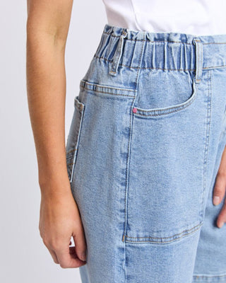 Elm Atlas Long Denim Short - Mid Blue Wash [sz:size 12]