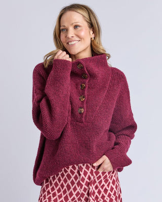 Elm Bron Button Knit | Pink Poppies