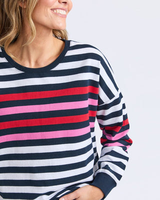 Elm Crew Lollipop - Navy & White Stripe | Pink Poppies