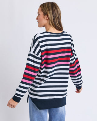 Elm Crew Lollipop - Navy & White Stripe | Pink Poppies