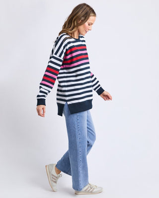 Elm Crew Lollipop - Navy & White Stripe | Pink Poppies