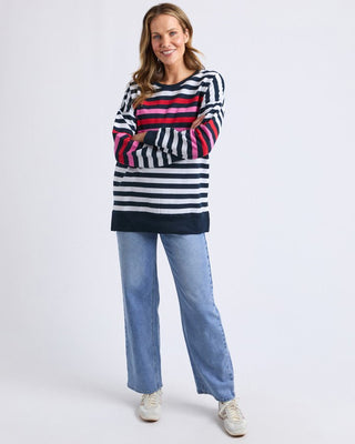 Elm Crew Lollipop - Navy & White Stripe | Pink Poppies