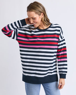 Elm Crew Lollipop - Navy & White Stripe | Pink Poppies