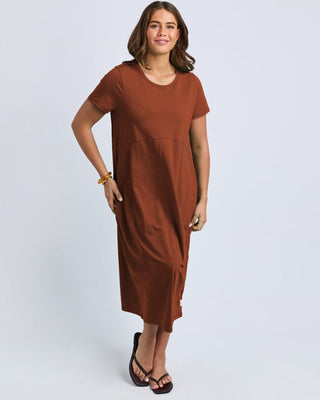 Elm Diana S/s Dress - Earth Brown | Pink Poppies