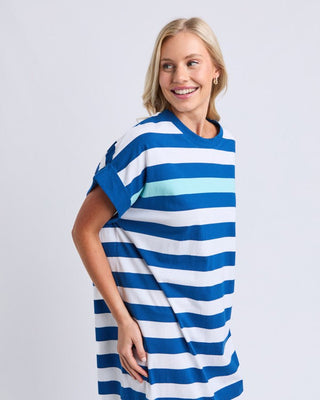 Elm Dress Mckinley - China Blue & White Stripe | Pink Poppies