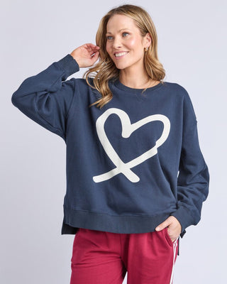 Elm Elin Crew - Navy | Pink Poppies