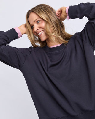 Elm Freedom Panel Crew - Midnight Navy | Pink Poppies