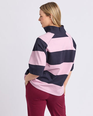 Elm Freedom Rugby Sweat - Pink & Navy Stripe | Pink Poppies