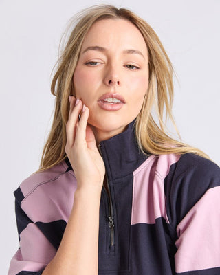 Elm Freedom Rugby Sweat - Pink & Navy Stripe | Pink Poppies