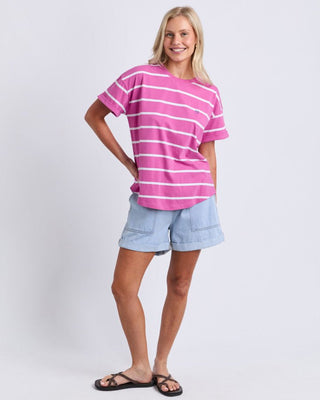 Elm Halli S/s Tee - Stripe Magenta / White [sz:size 10]