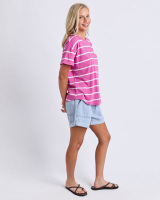 Elm Halli S/s Tee - Stripe Magenta / White [sz:size 10]