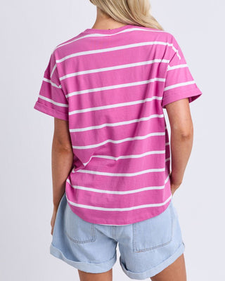 Elm Halli S/s Tee - Stripe Magenta / White [sz:size 10]