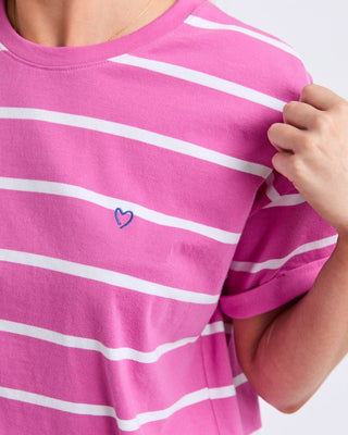 Elm Halli S/s Tee - Stripe Magenta / White [sz:size 10]