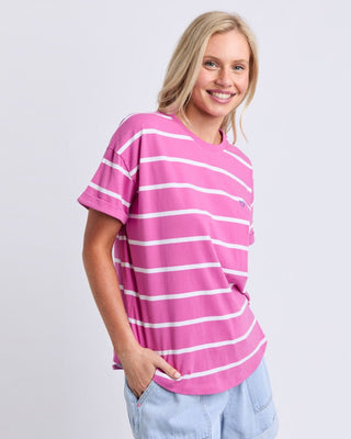 Elm Halli S/s Tee - Stripe Magenta / White [sz:size 10]