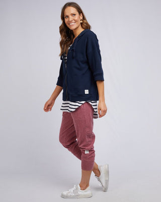 Elm Hoodie Beachy Zip Navy | Pink Poppies