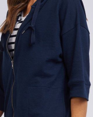 Elm Hoodie Beachy Zip Navy | Pink Poppies