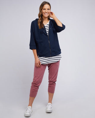 Elm Hoodie Beachy Zip Navy | Pink Poppies