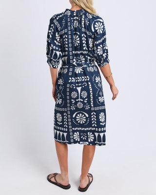 Elm Jenny Dress - Navy Print | Pink Poppies