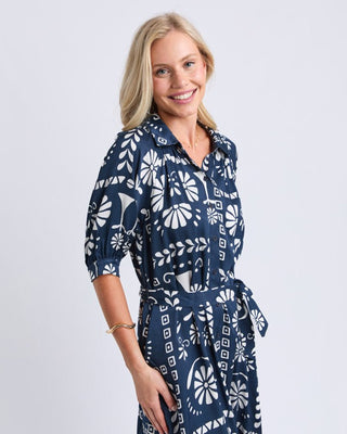 Elm Jenny Dress - Navy Print | Pink Poppies