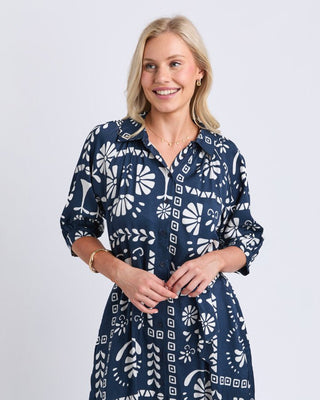 Elm Jenny Dress - Navy Print | Pink Poppies