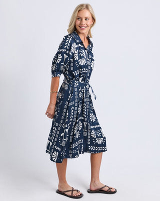 Elm Jenny Dress - Navy Print | Pink Poppies