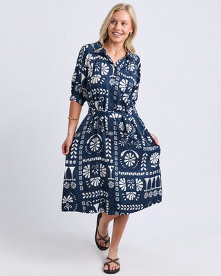 Elm Jenny Dress - Navy Print | Pink Poppies